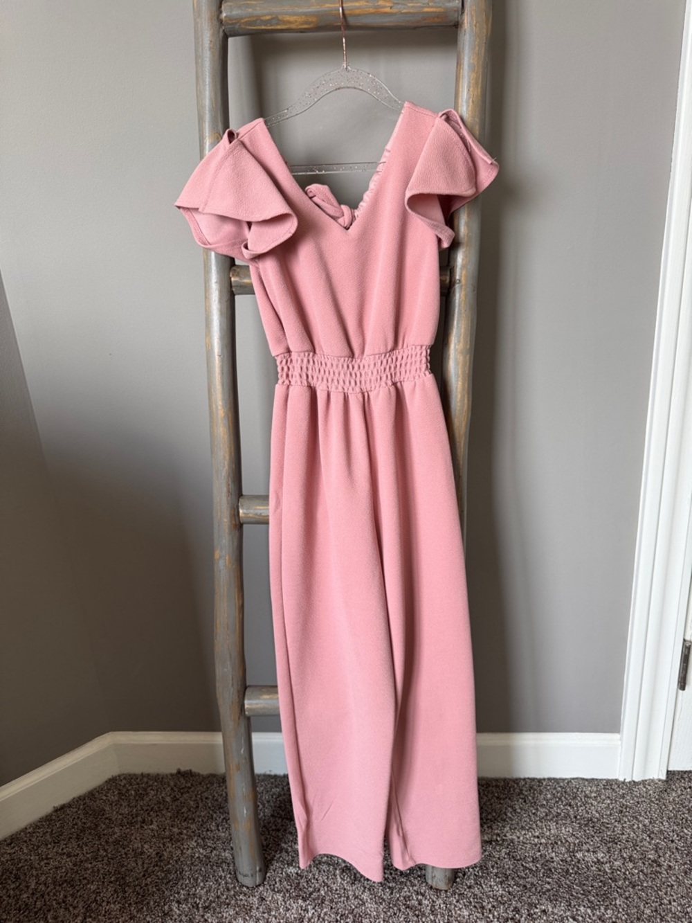 Emerald Sundae Dusty Rose Textured Jumpsuit